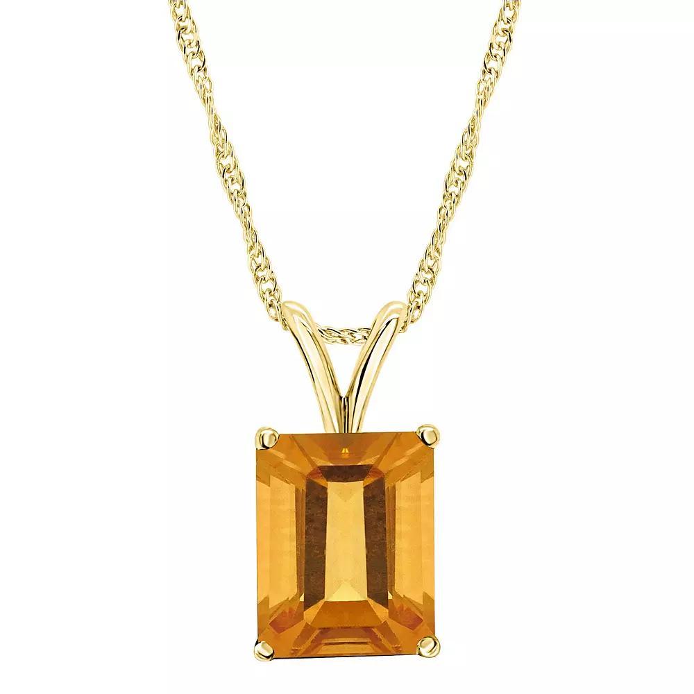 Alyson Layne 14k Gold Emerald Cut Amethyst Pendant Necklace, Women's, Size: 18" Product Image