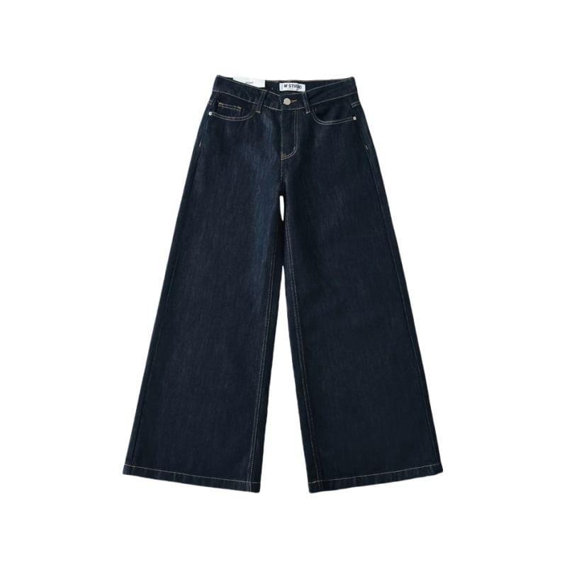 High Waist Unwashed Wide Leg Jeans (Various Designs) Product Image