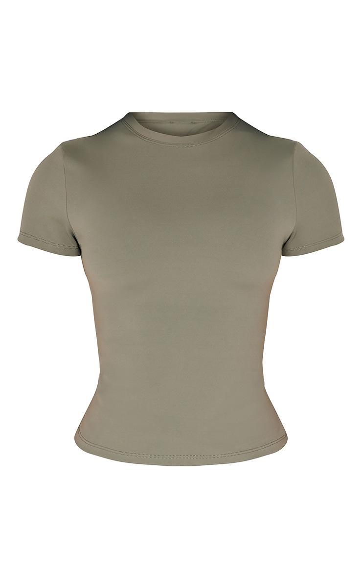 Petite Olive Sculpt Longline Short Sleeve Gym Top Product Image