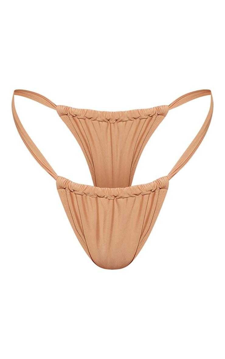 Stone Tanga Ruched Bikini Bottoms Product Image