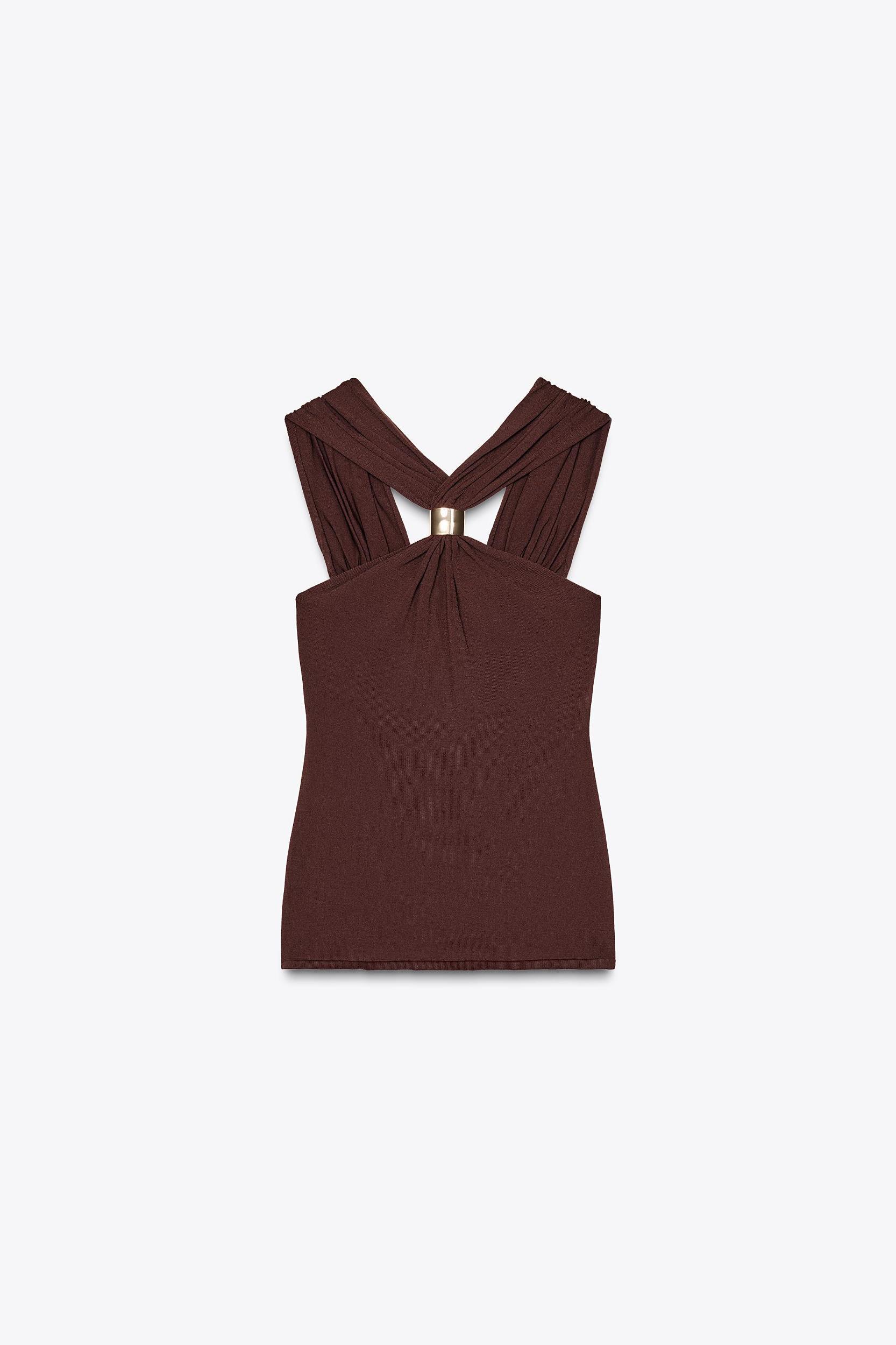 GOLD APPLIQUÉ HALTER TOP Product Image