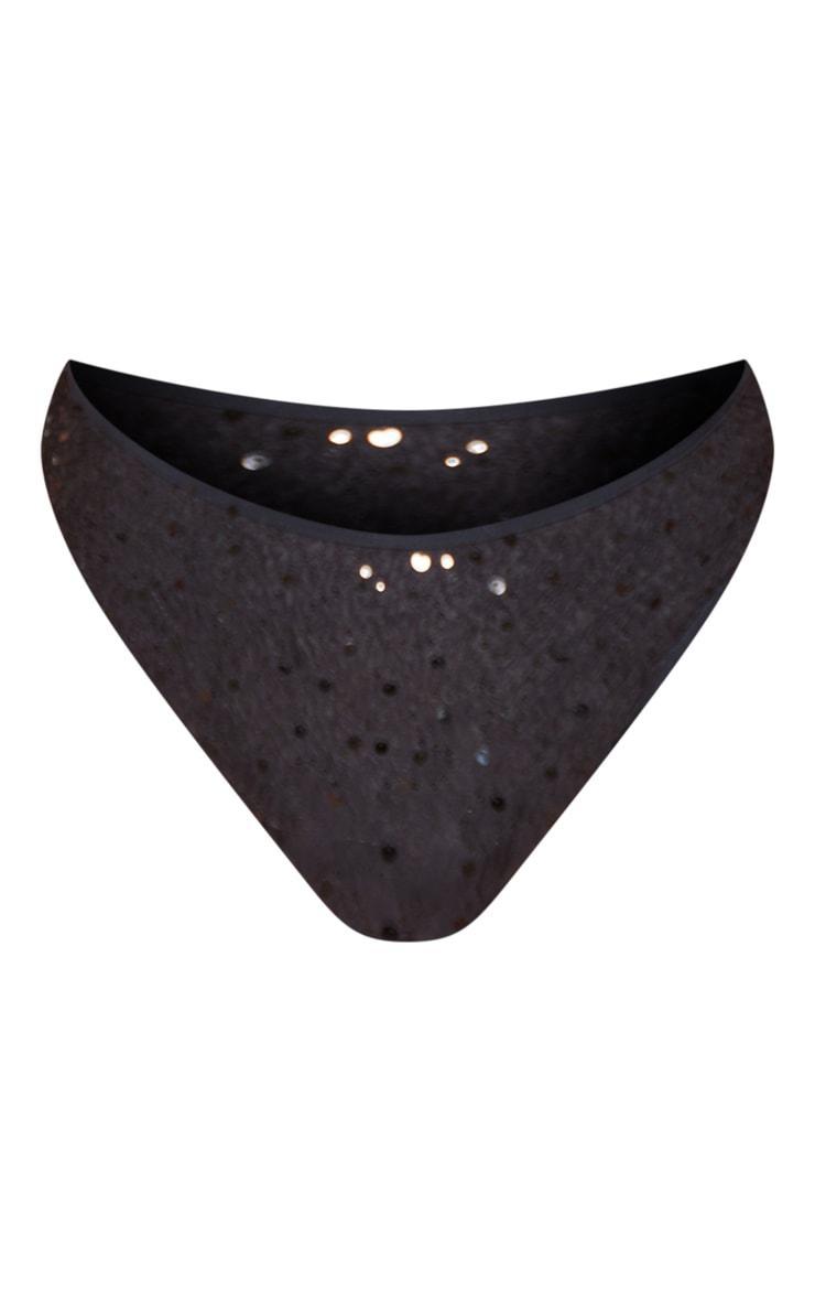 Plus Black Sequin High Waisted Bikini Bottoms Product Image