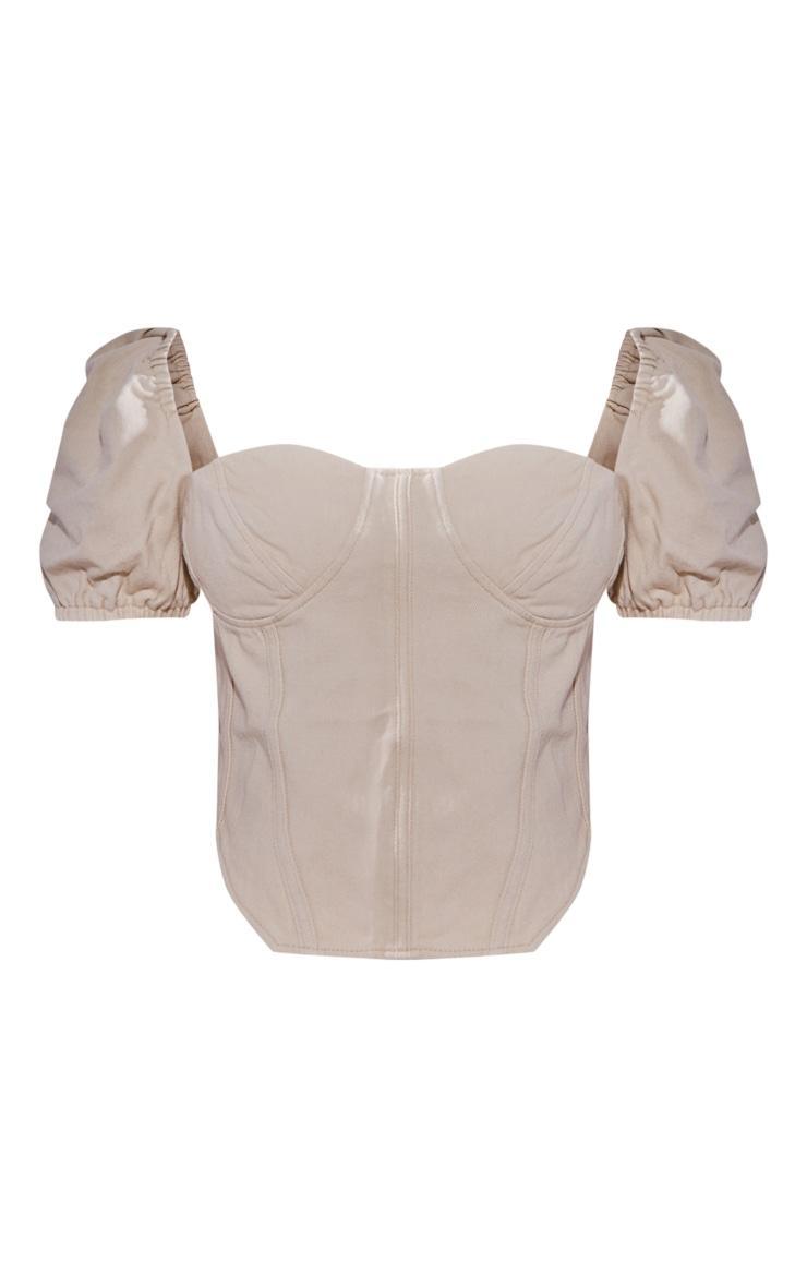 Plus Cream Puff Sleeve Denim Corset Top Product Image