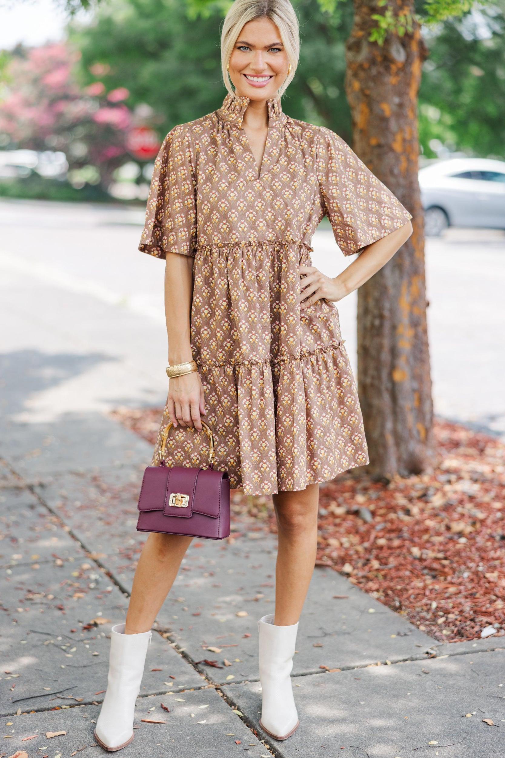 Feeling Your Best Brown Medallion Dress Female Product Image