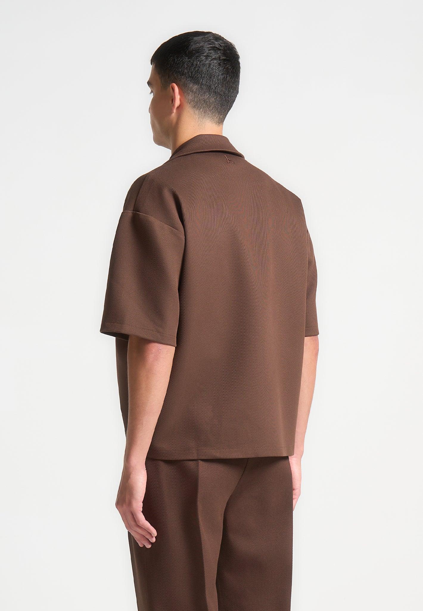 Abel - Boxy Twill Double Breasted Shirt - Brown Male Product Image