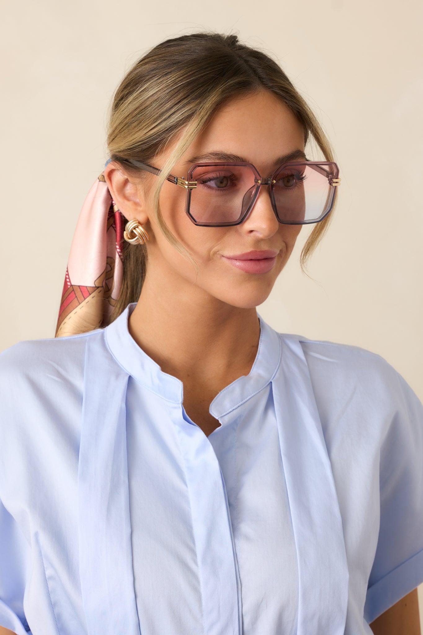 Glistening Lights Pink & Blue Square Sunglasses Product Image