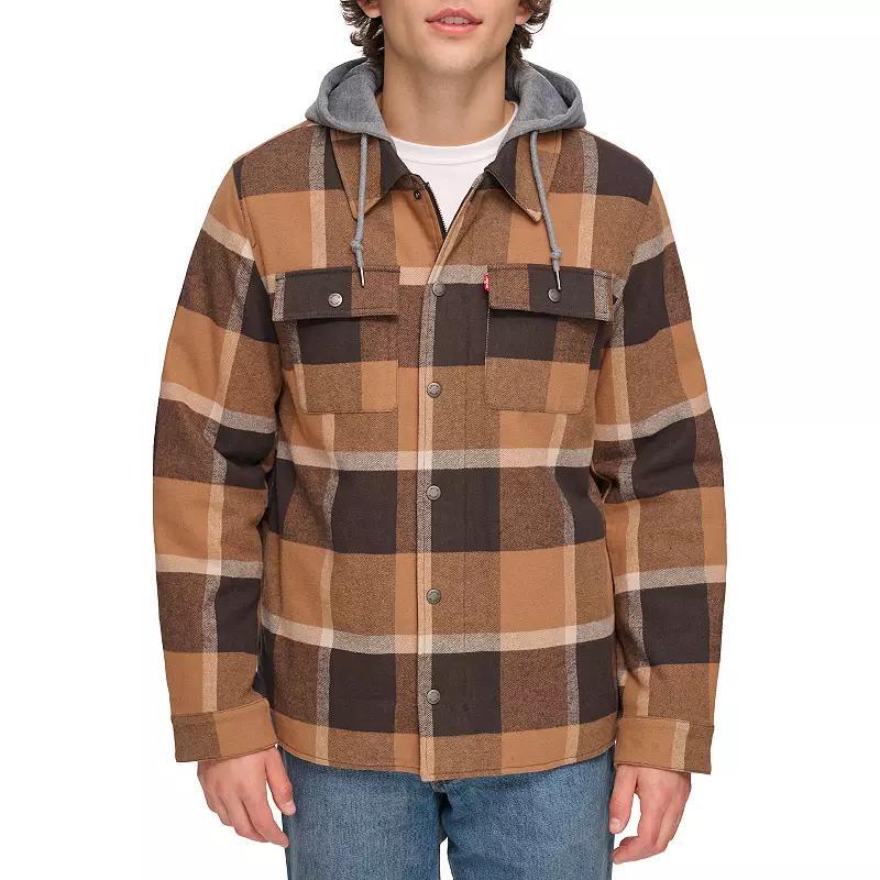 Men's Levi's® Shirt Jacket with Fleece Hood, Size: Small, Red Blue Plaid Product Image