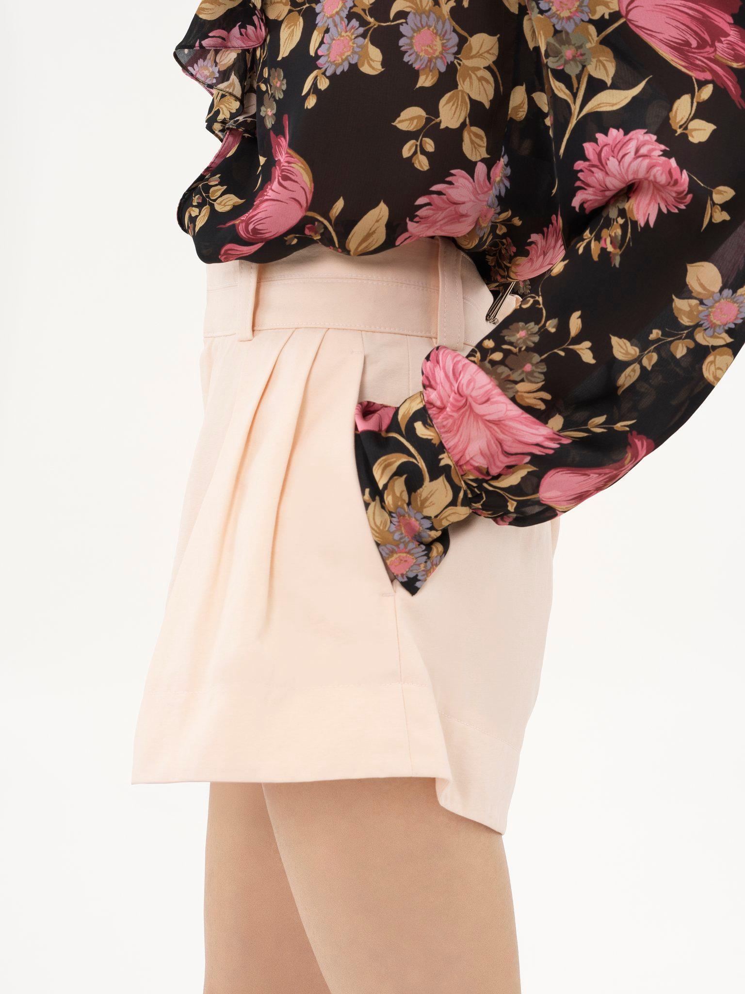 High-rise mini shorts in cotton canvas Product Image