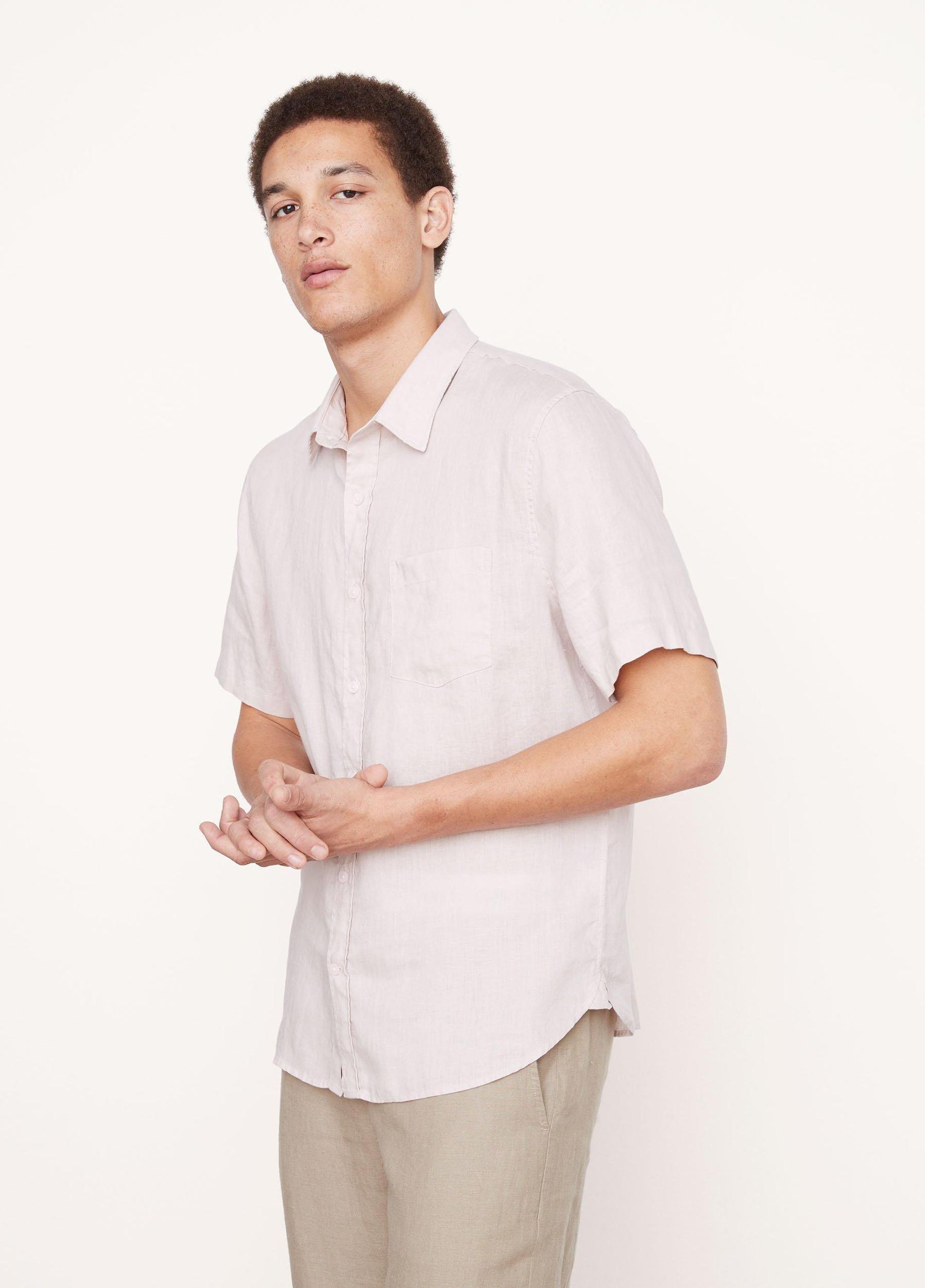 Mens Linen Short-Sleeve Shirt, Rosewater, Size XS Vince Product Image