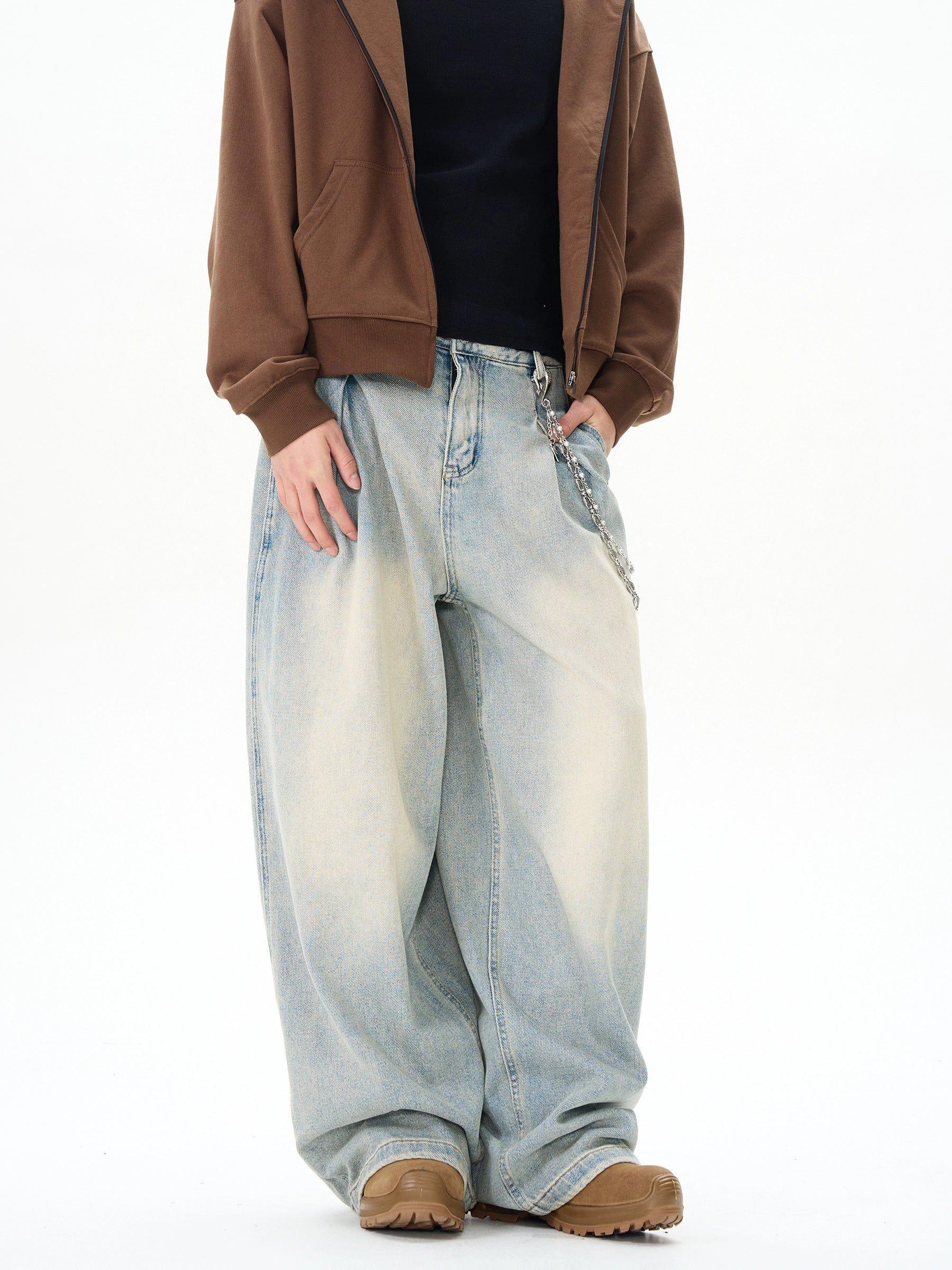 RT No. 12149 BLUE PLEATED DENIM JEANS Product Image