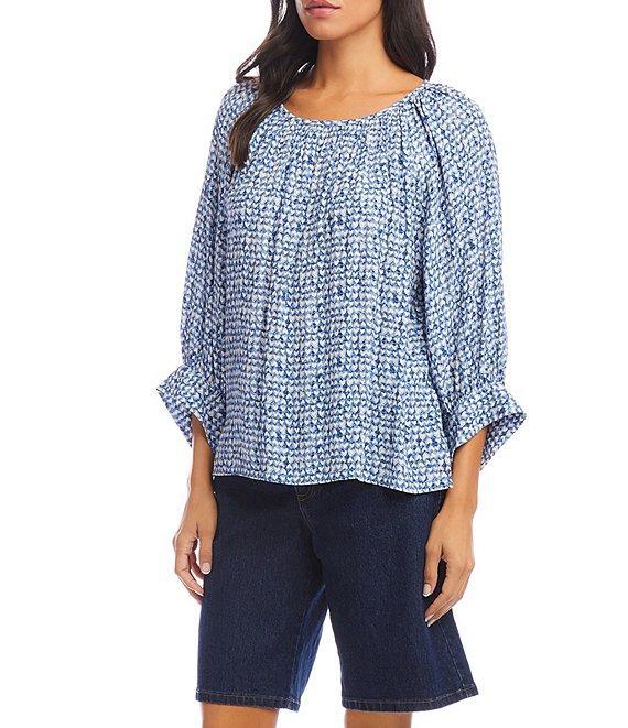 Karen Kane Printed Crew Neck 3/4 Sleeve Top Product Image