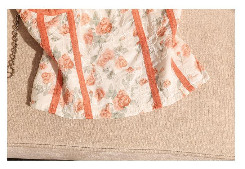 Floral Print Crop Bustier Top Product Image