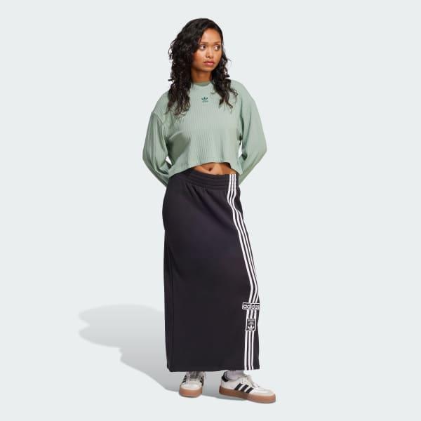adidas Essentials Wide Rib Long Sleeve Tee Black M Womens Product Image