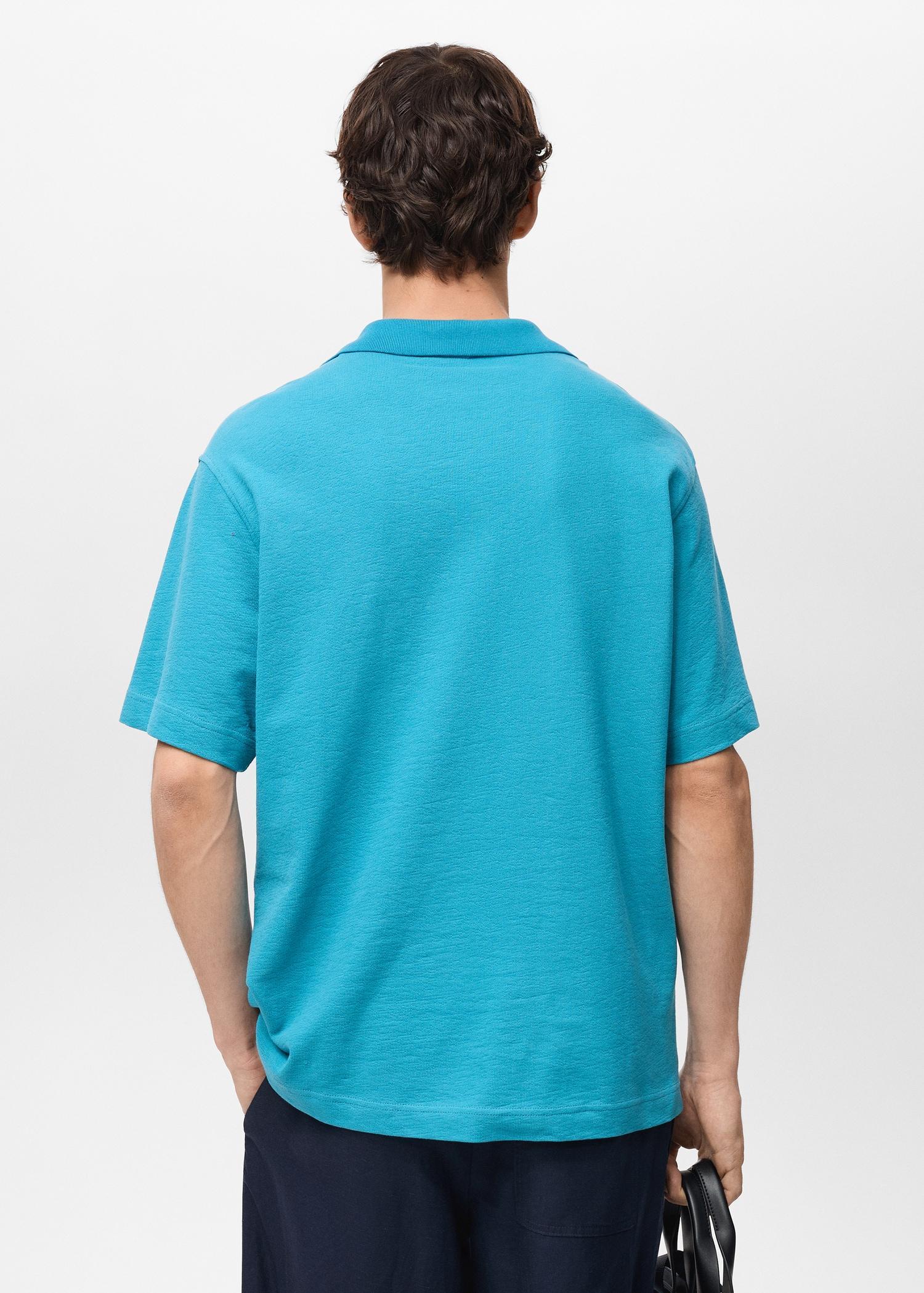 Textured cotton relaxed-fit polo shirt - Men | MANGO USA Product Image