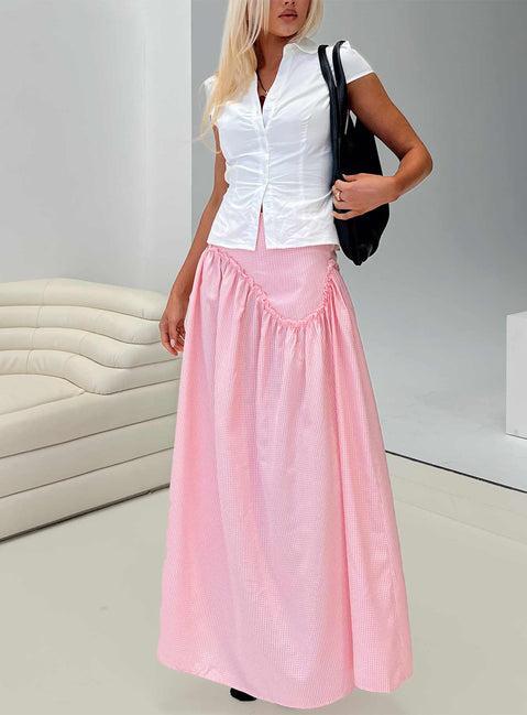 Apresia Maxi Skirt Pink Gingham Product Image