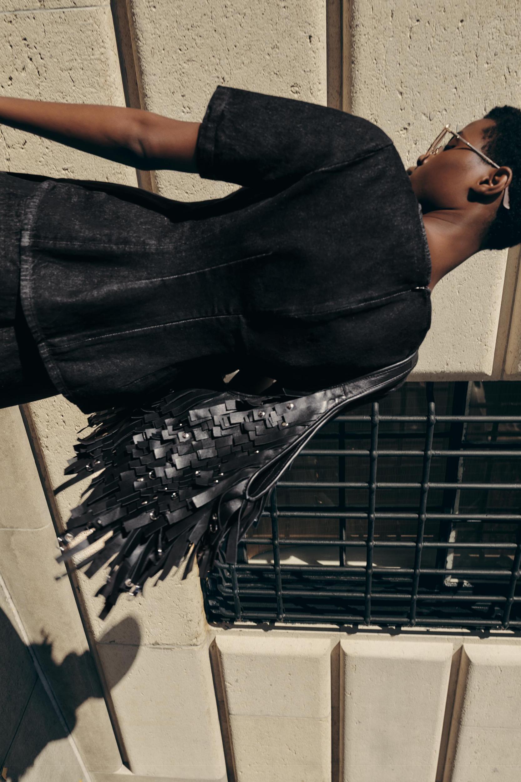 PEPLUM DENIM TOP ZW COLLECTION Product Image