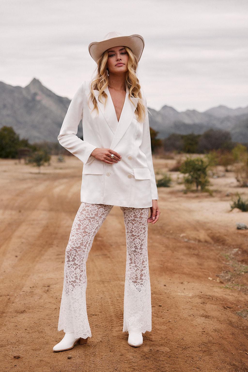 Madison White Satin Blazer Product Image