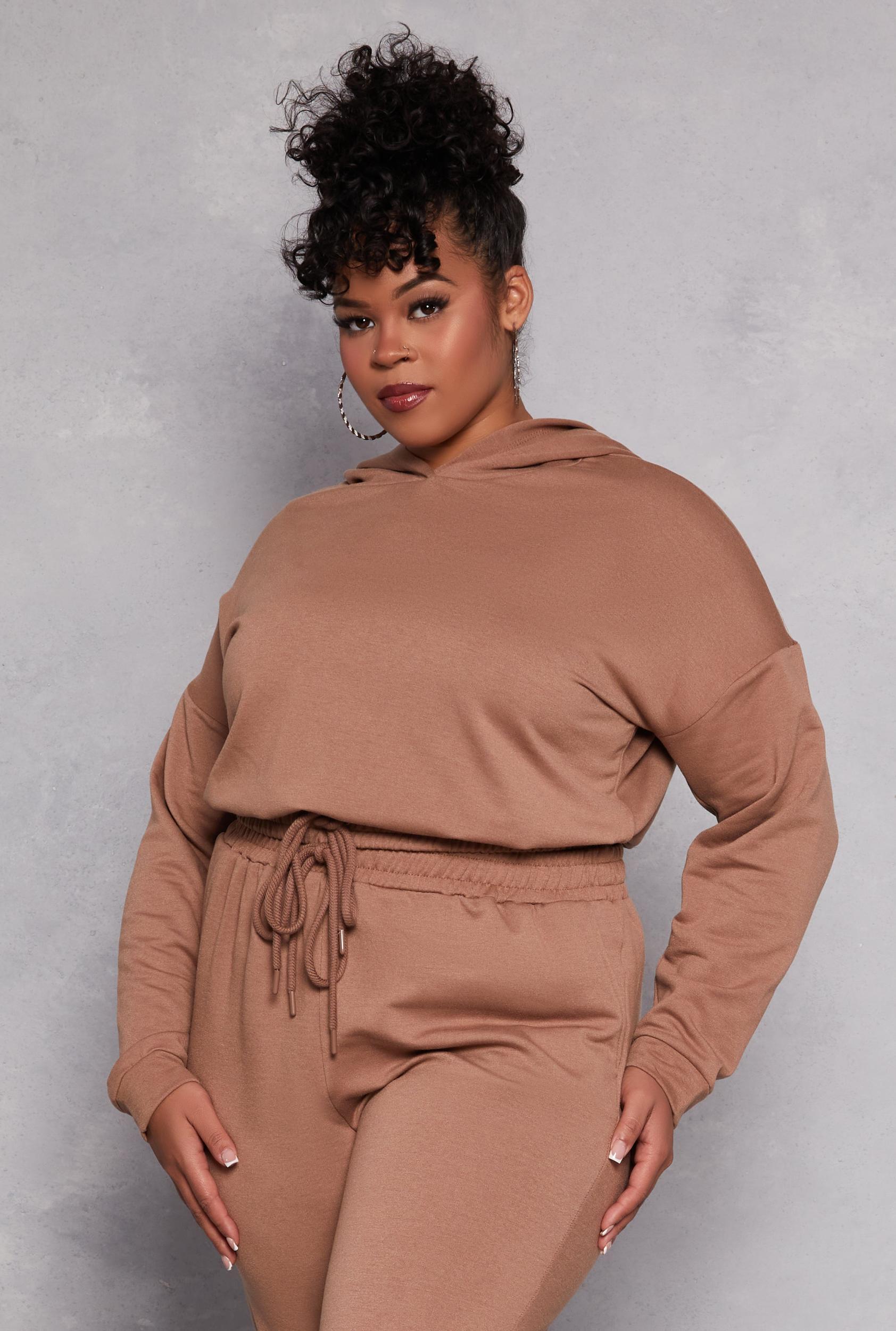 Womens Plus Size Iris Elastic Hem Hooded Sweatshirt Product Image