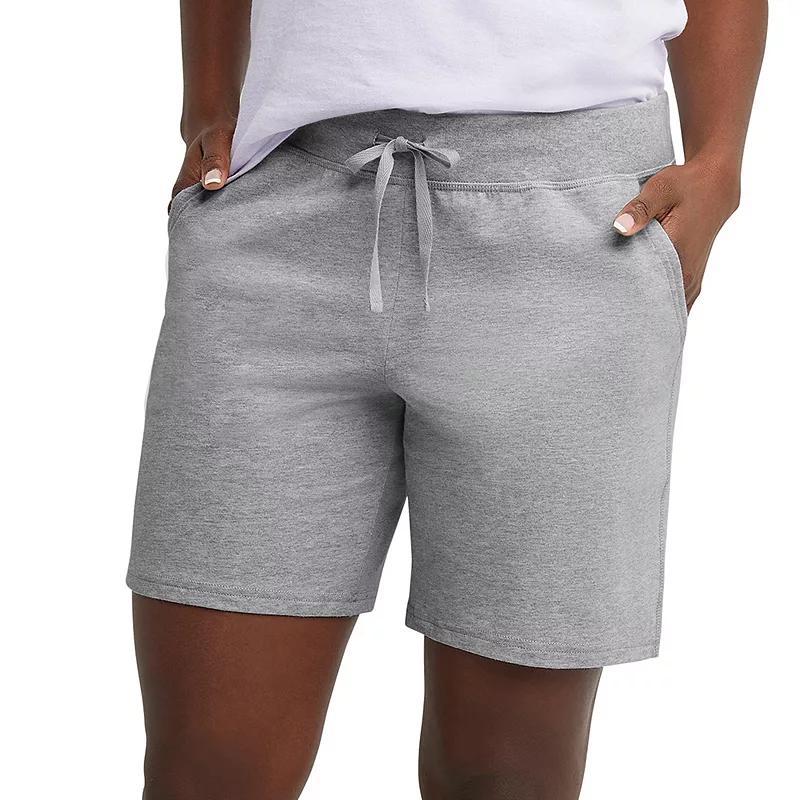 Women's Hanes® Jersey Drawstring Shorts, Size: XL, Light Silver Product Image