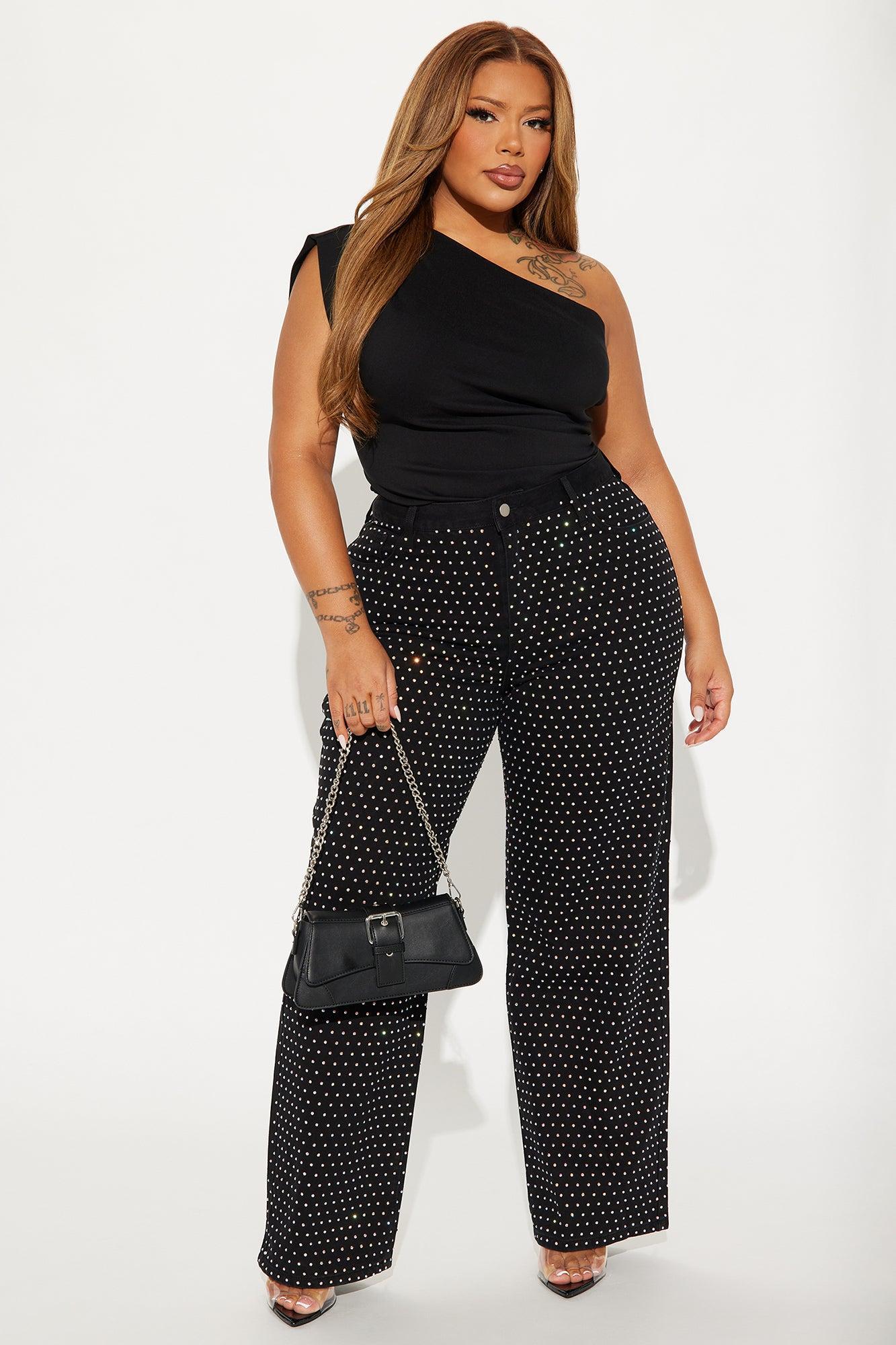 Glo Embellished Wide Leg Jeans - Black Product Image