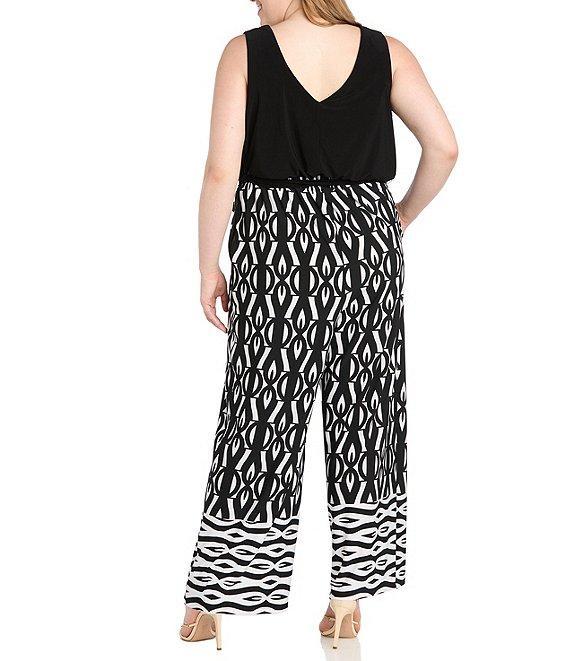 R & M Richards Plus Size Printed Wrap Jumpsuit Product Image