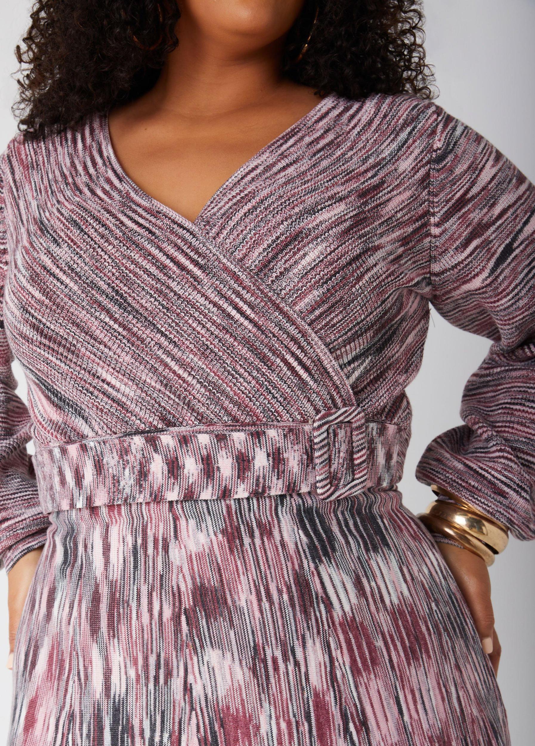 Melange Faux Wrap Dress Product Image