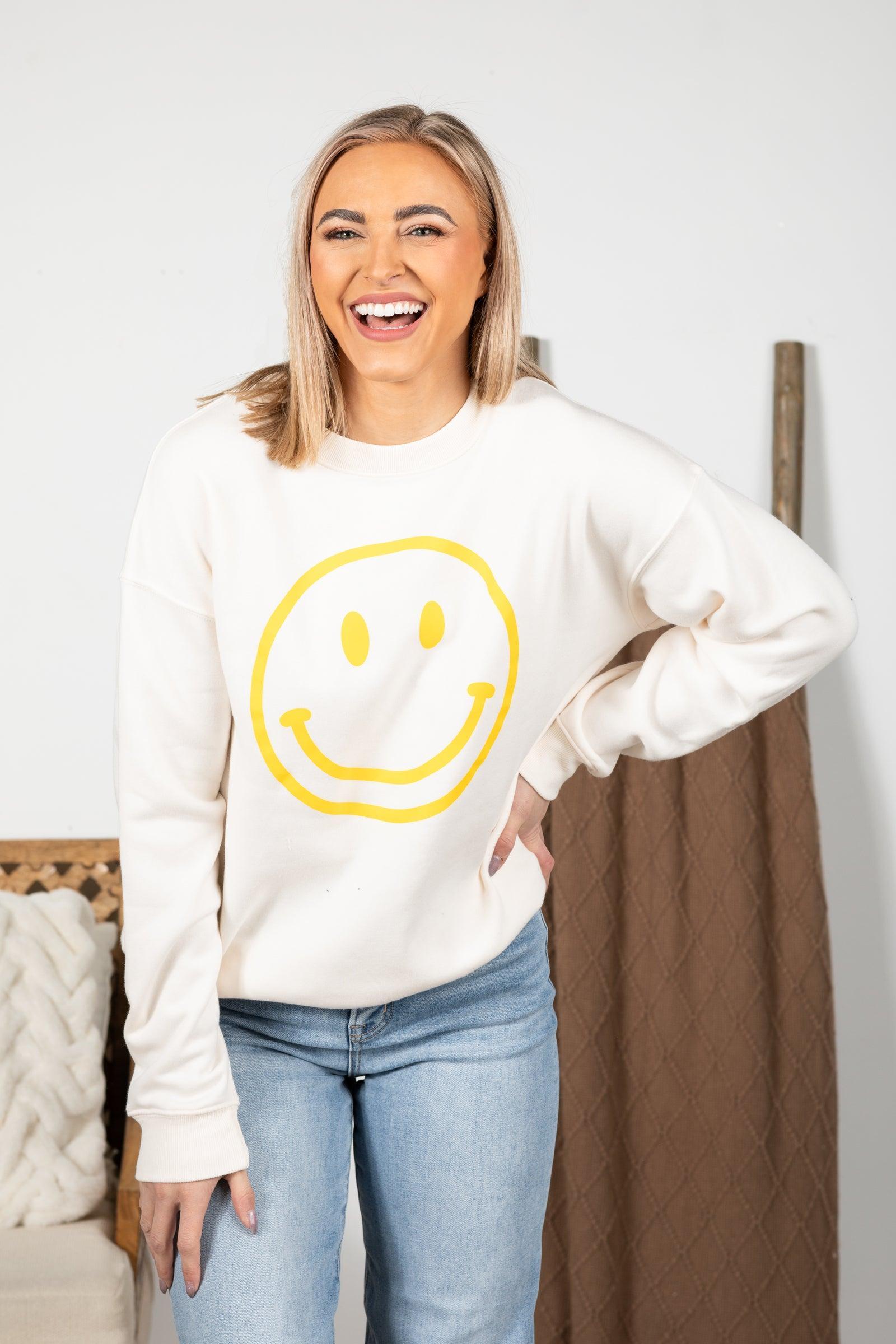 Smile Printed Fleece Crewneck Product Image