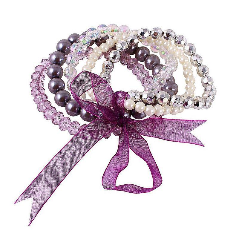 Synthetic Stone Stretchy 5-piece Bracelet Set, Women's, Size: 7.5", Silver Tone Product Image