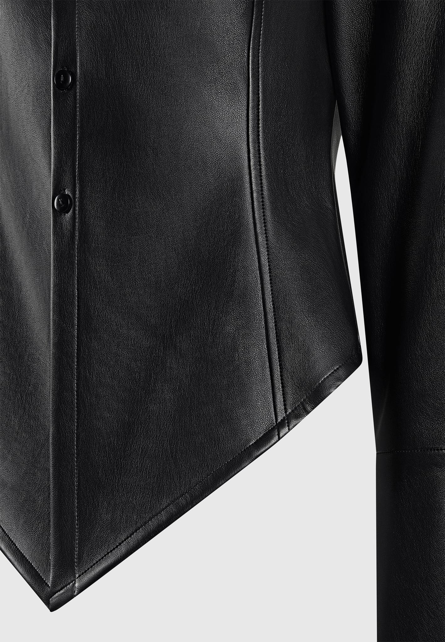Sonia - Leather Angled Shirt - Black Female Product Image