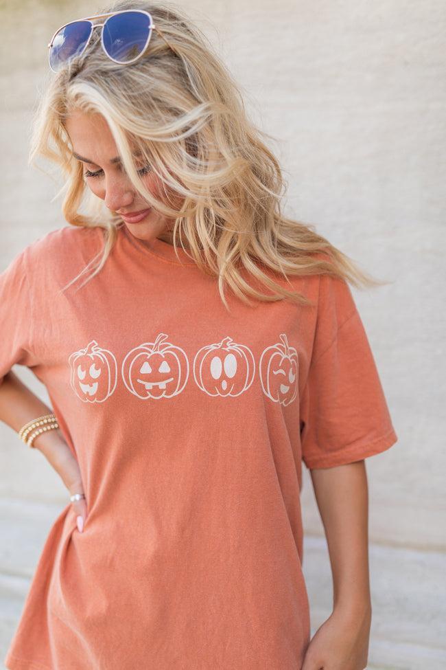 Pumpkin Faces Rust Graphic Tee SALE Product Image