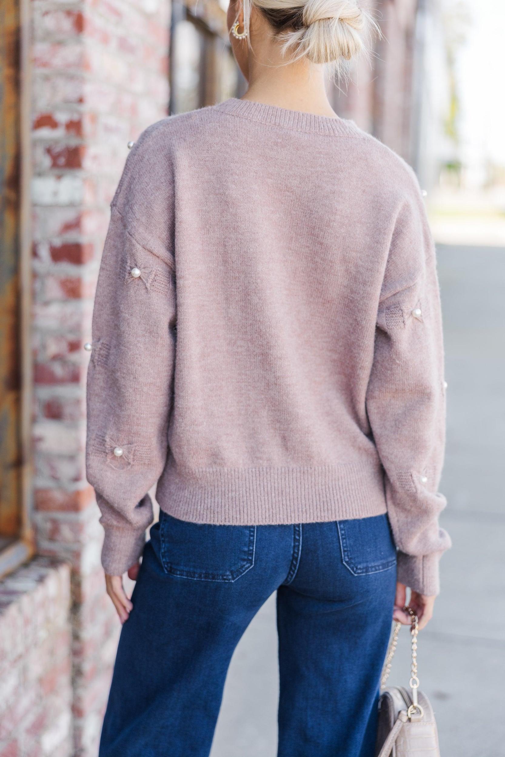 Such Bliss Mocha Brown Embellished Sweater Female Product Image