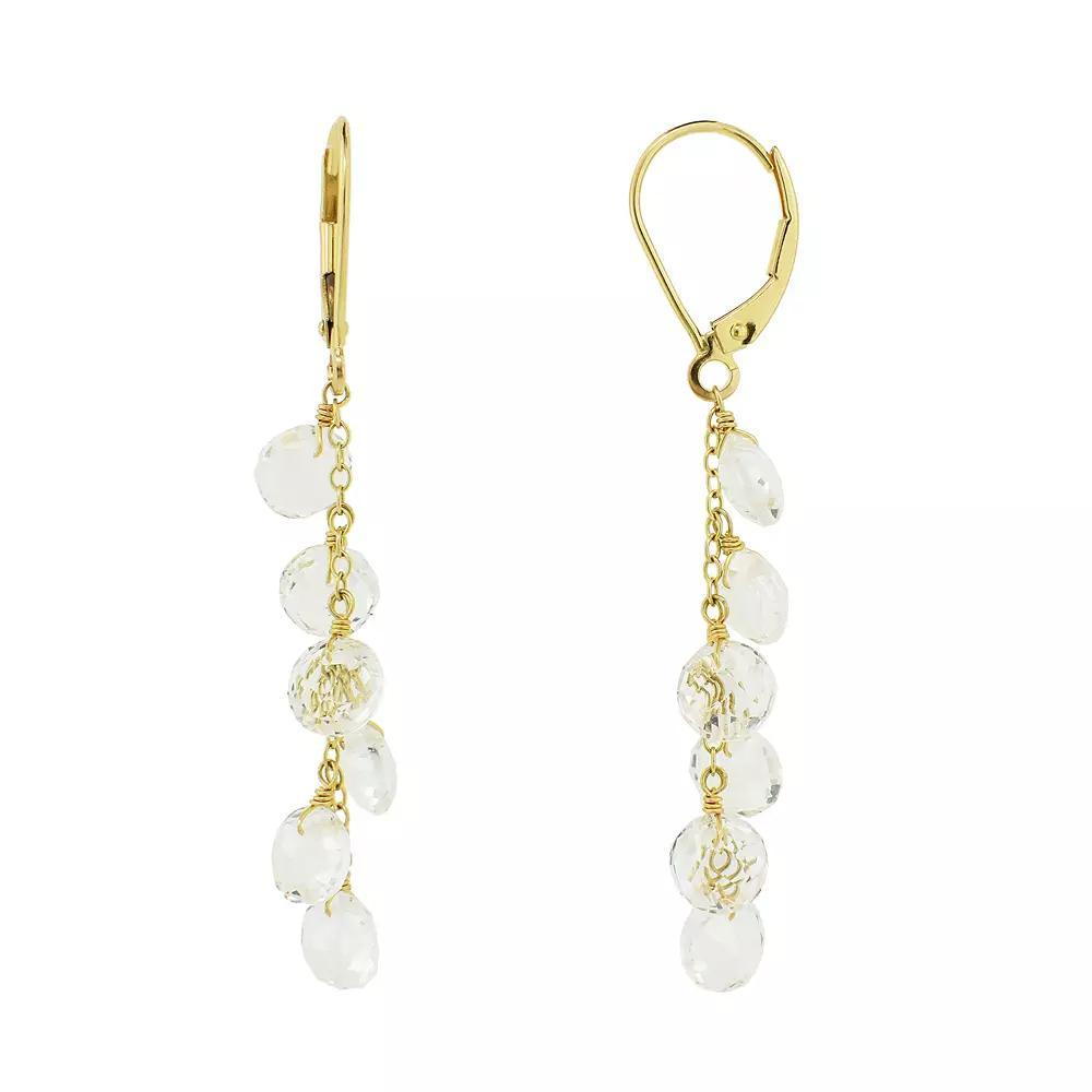 Jewelmak 14k Gold White Topaz Dangle Earrings, Women's Product Image