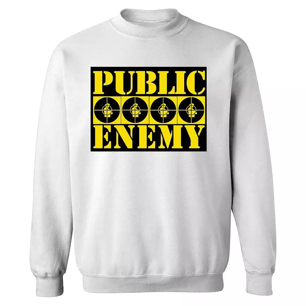 Men's Public Enemy 4 Logos Sweatshirt, Size: Small, White Product Image