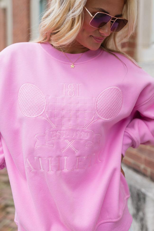 Sporty Chic Pink Embroidered Sweatshirt FINAL SALE Product Image