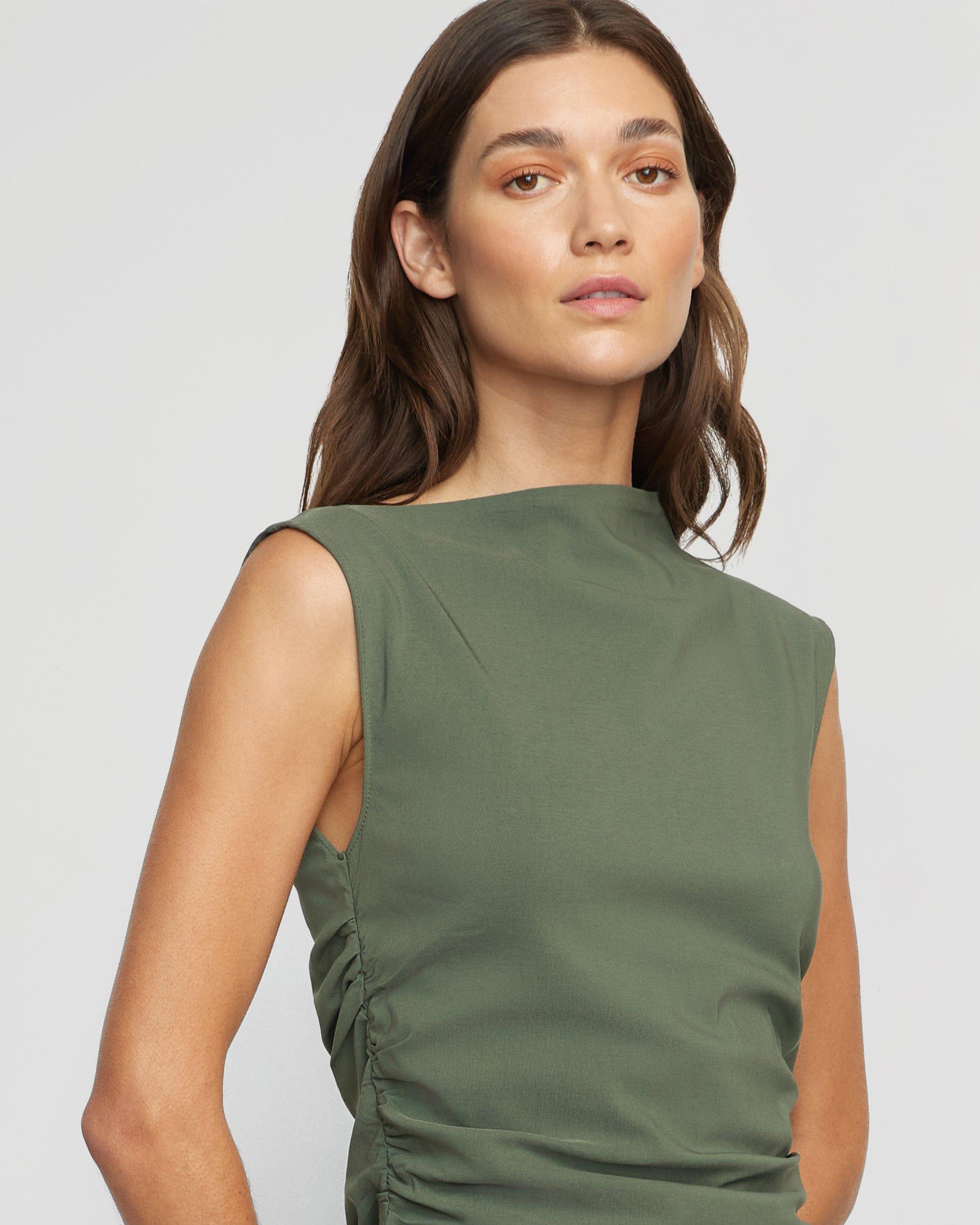 Manon Asymmetric-Neck Ruched Dress Product Image