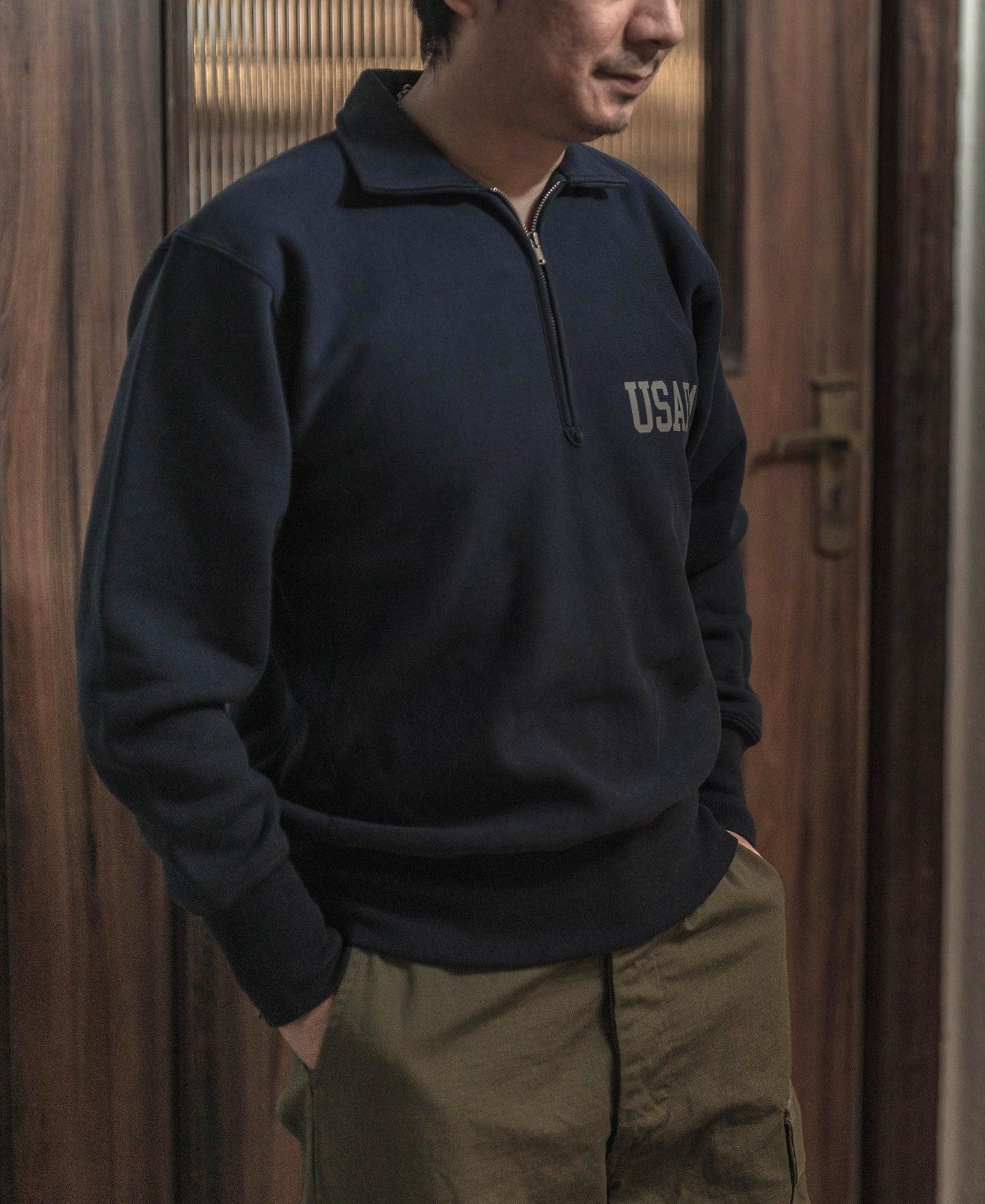 1950s USAFA Reverse Weave Half-Zip Sweatshirt - Navy Product Image