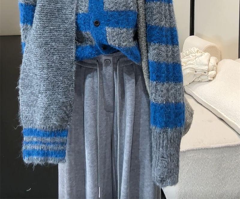 V-Neck Striped Cardigan Product Image