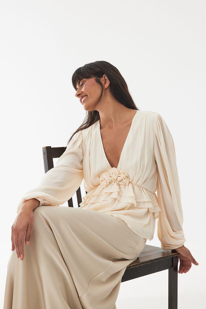Balloon Sleeve Frill Detail Blouse Product Image
