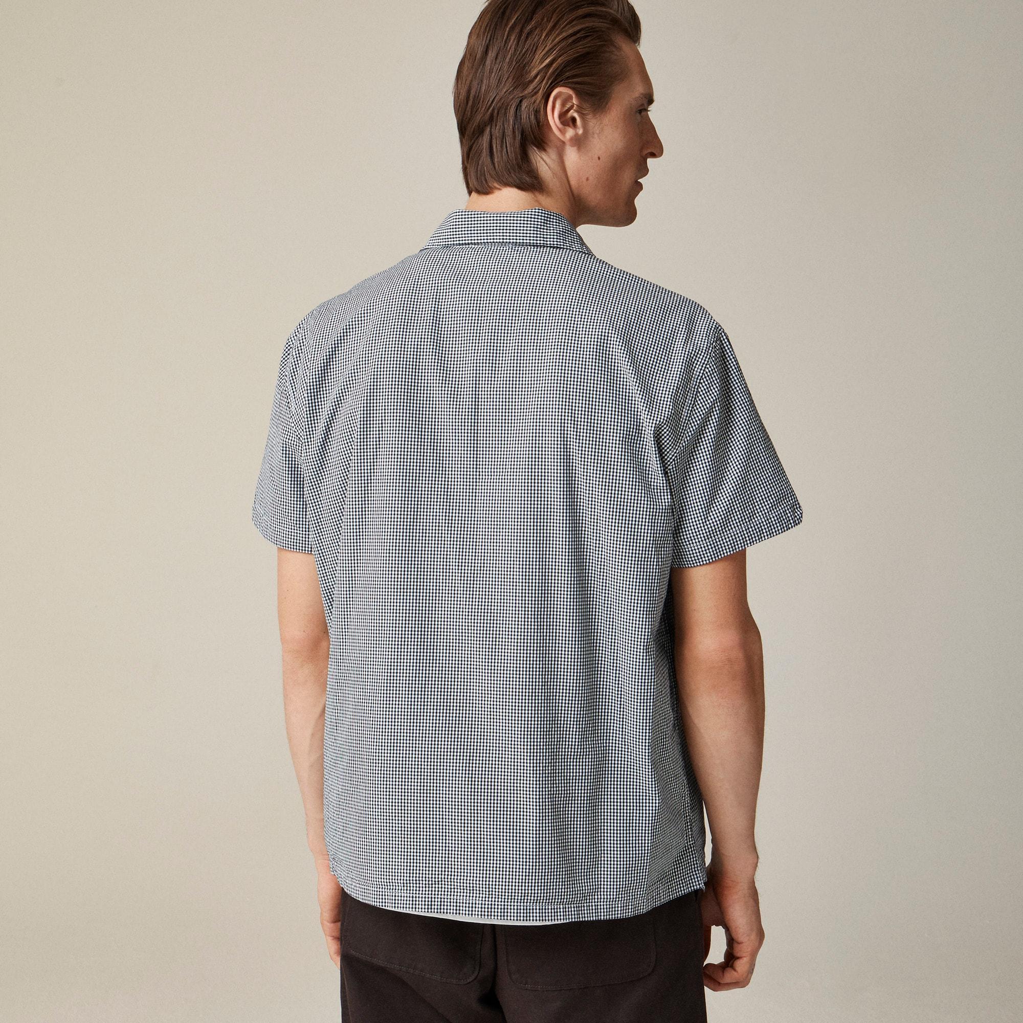 Short-sleeve Secret Wash cotton poplin camp-collar shirt Product Image