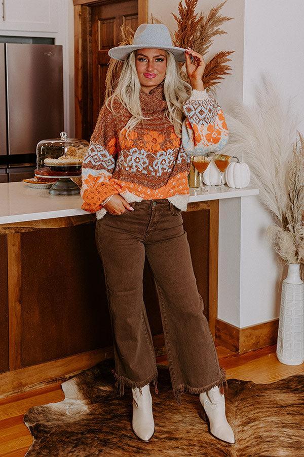 Autumn Brunch Knit Sweater in Cinnamon Product Image