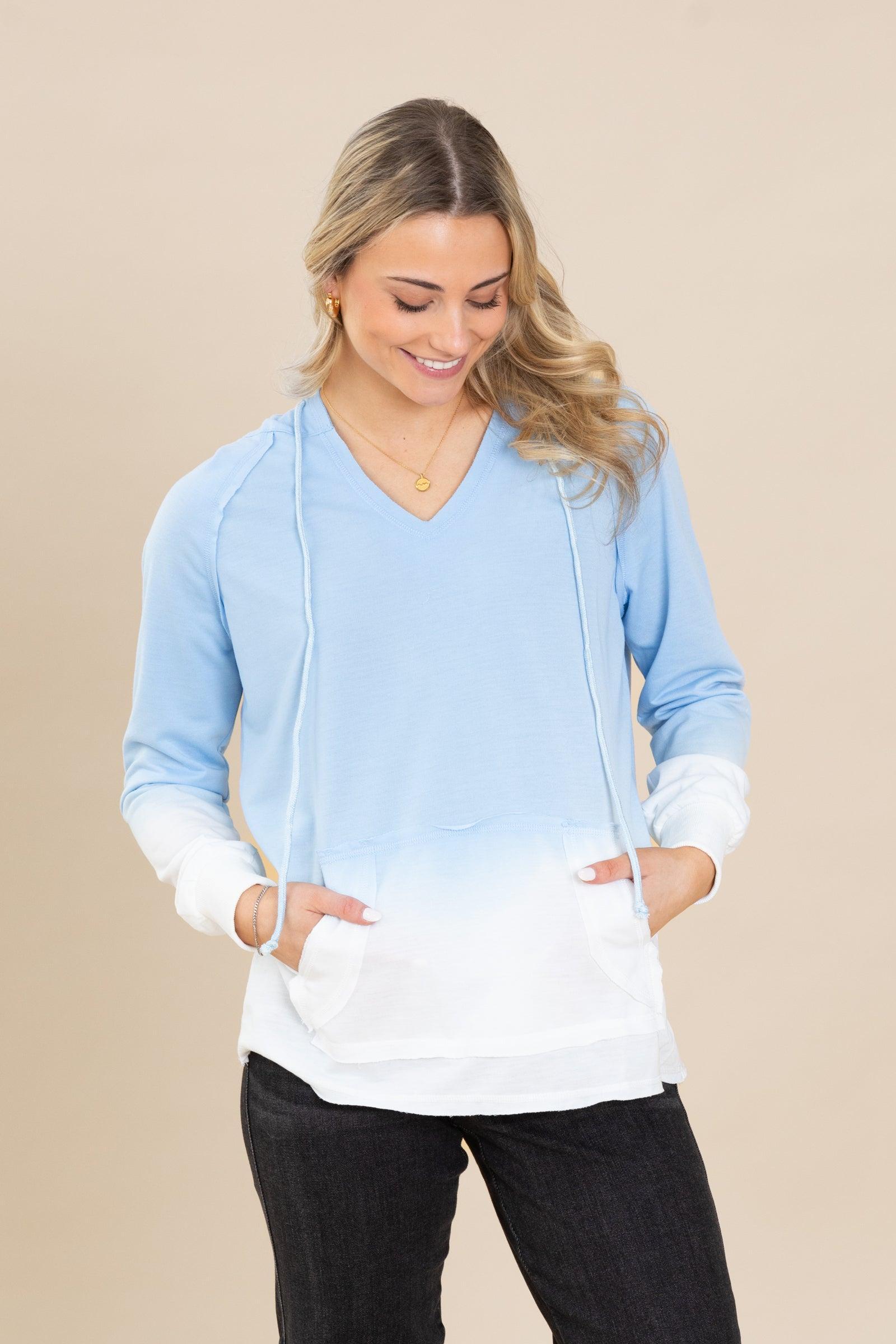 Dip Dyed Hooded Knit Tops Product Image