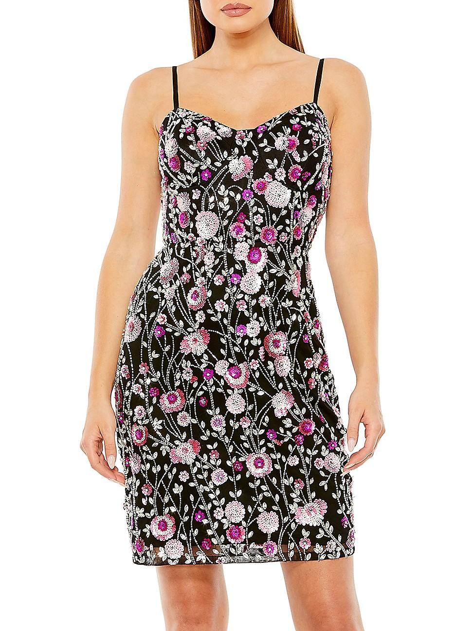 Womens Embellished Floral Bustier Minidress Product Image