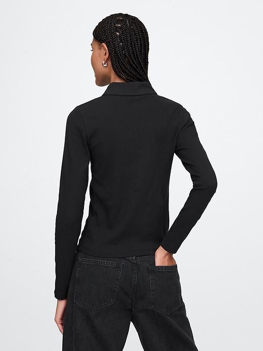 Modern Wide Rib Cropped Polo Shirt Product Image