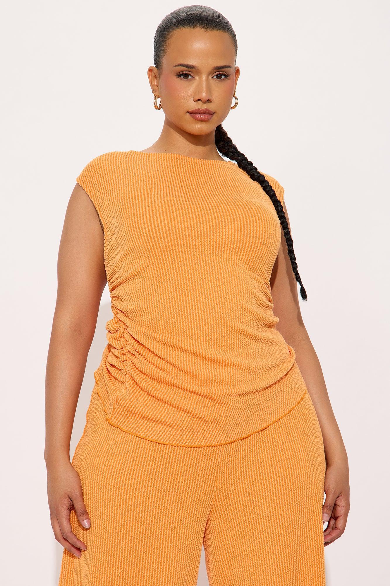 Amaya Ribbed Pant Set - Orange Product Image