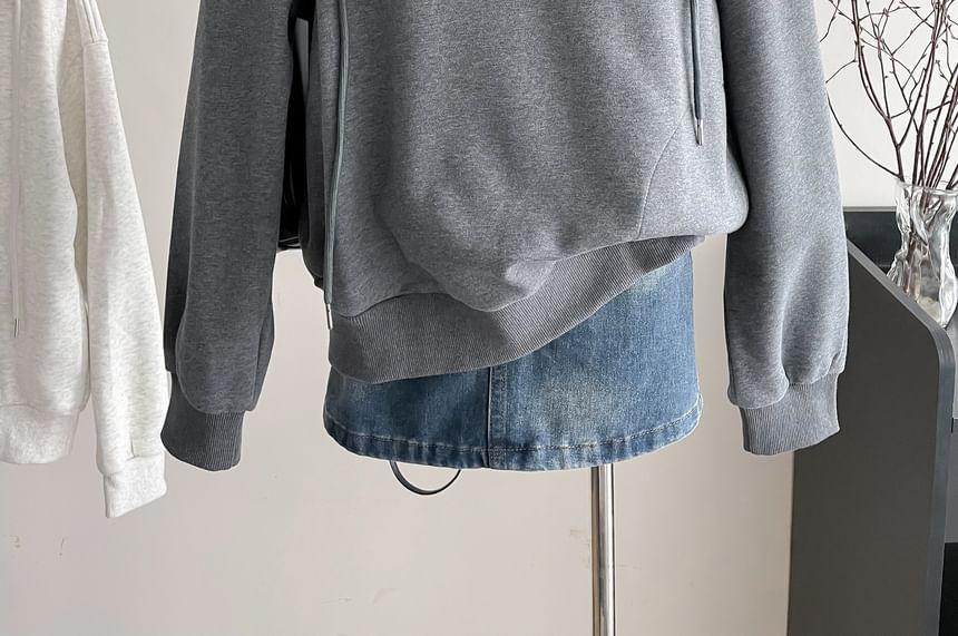 Collar Melange Drawstring Half-Zip Pullover Product Image