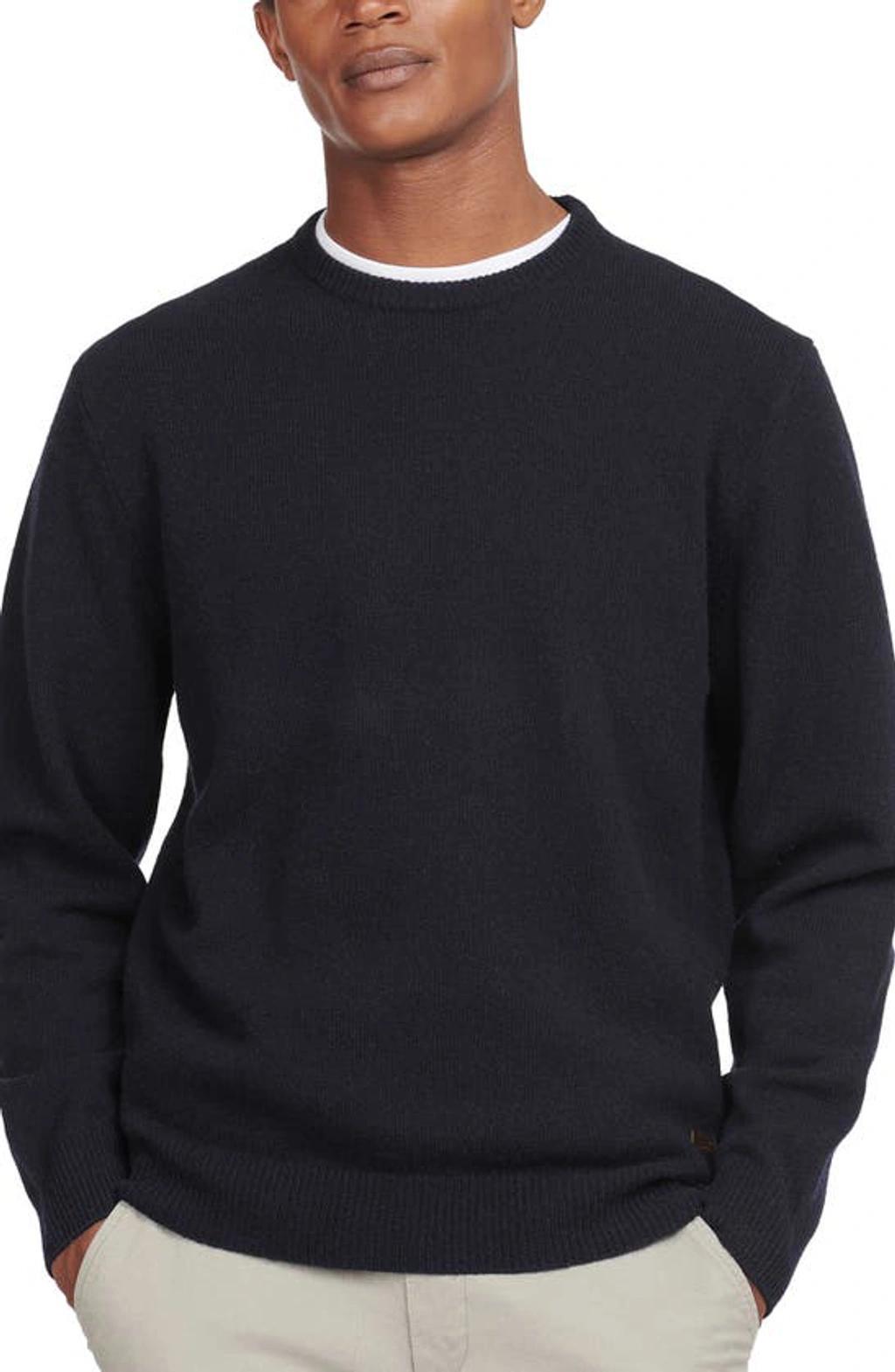 BARBOUR Essential Patch Crewneck Sweater In Navy Product Image