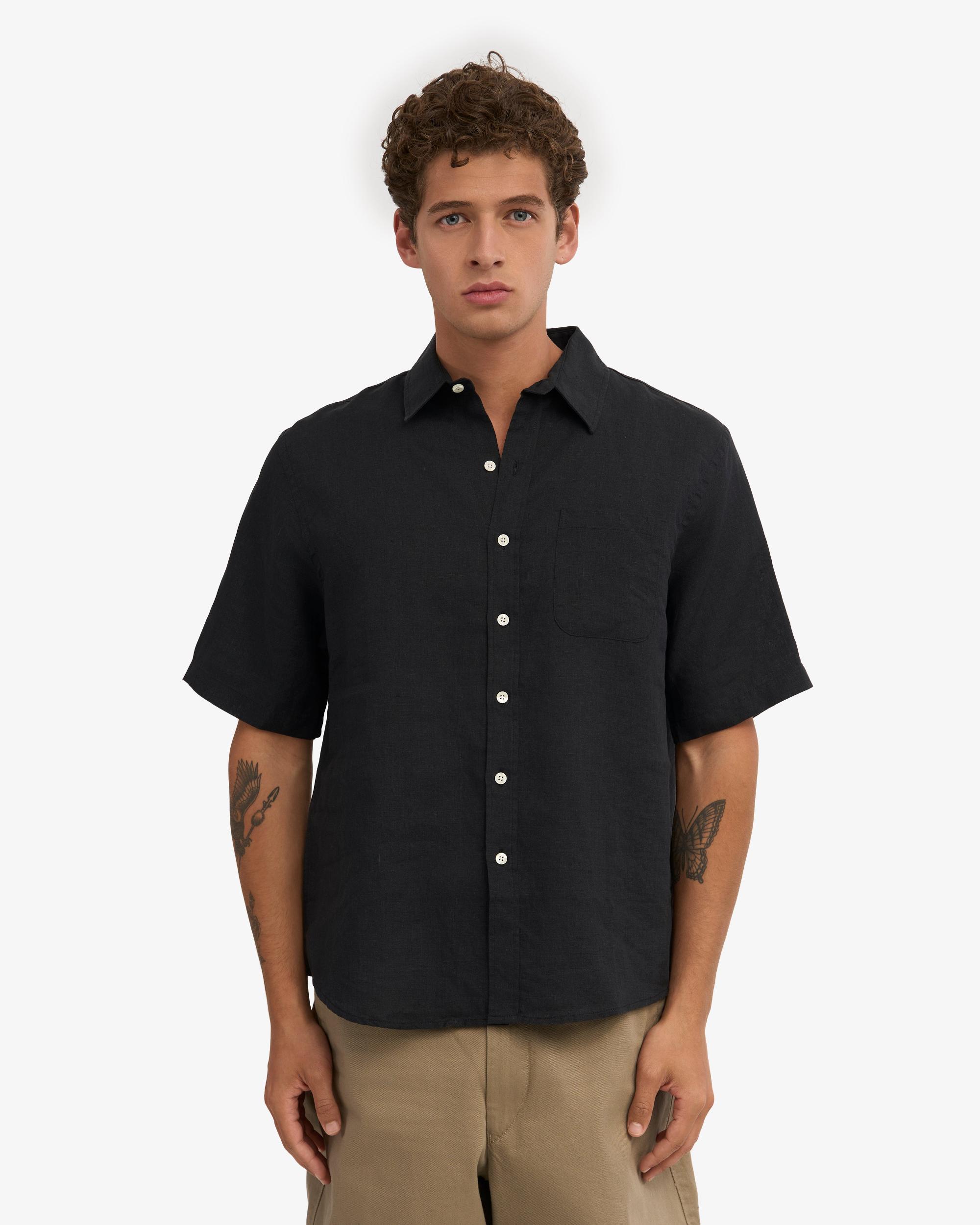 Linen SS Shirt - Deep Black Product Image