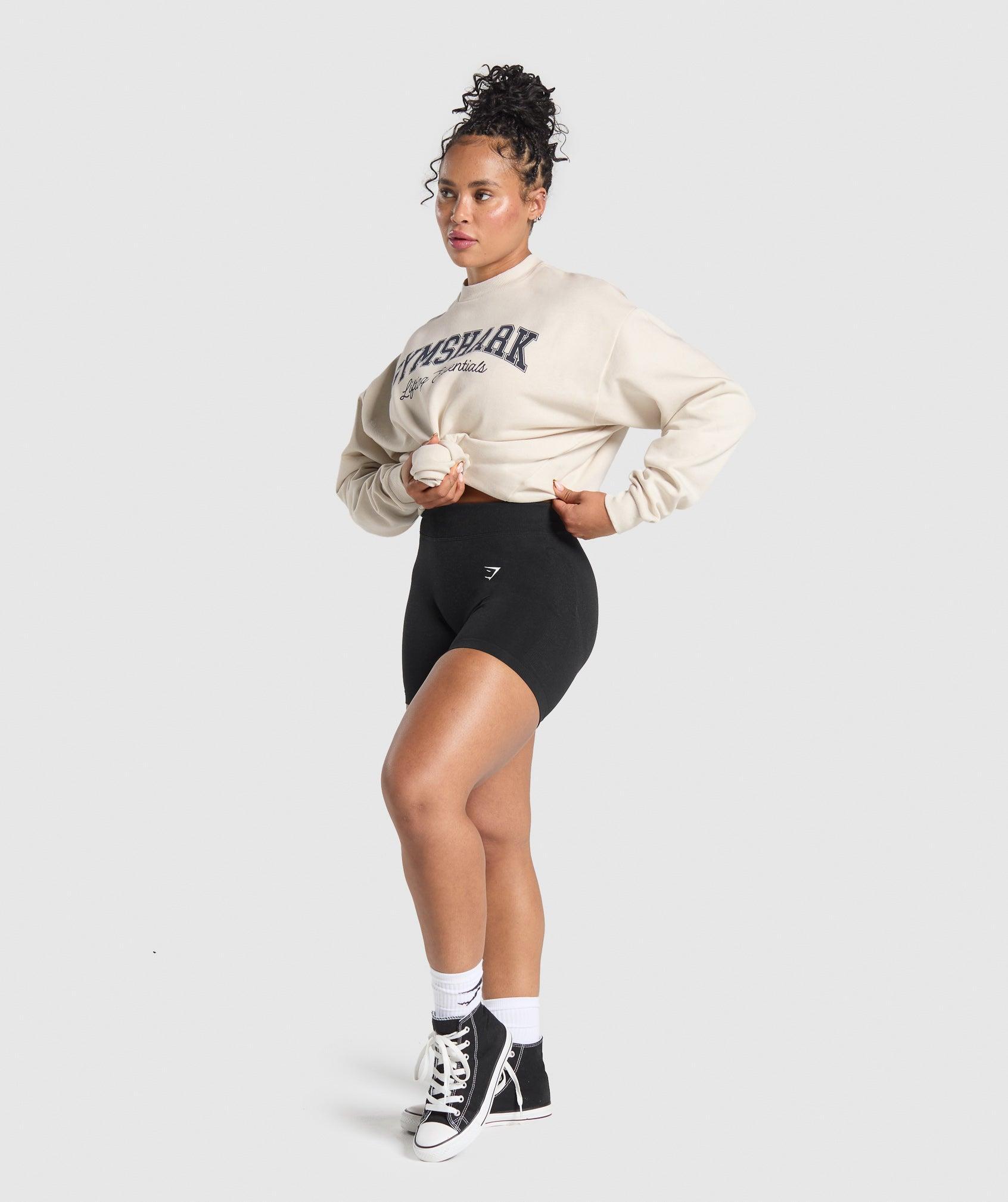 Gymshark Lifting Essentials Graphic Brushed Oversized Sweatshirt - Oat White Female Product Image