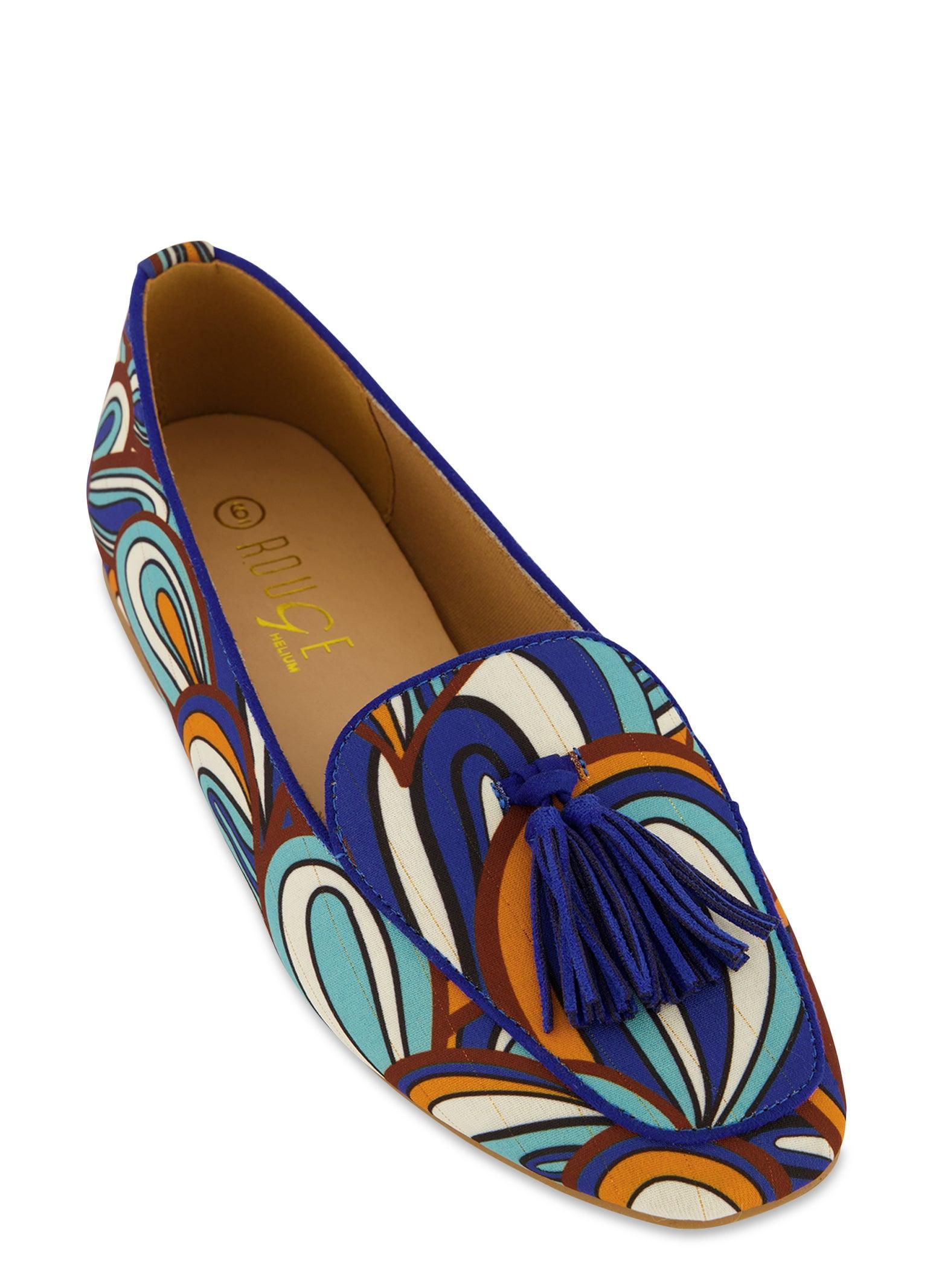 Womens Patterned Tassel Loafers Product Image
