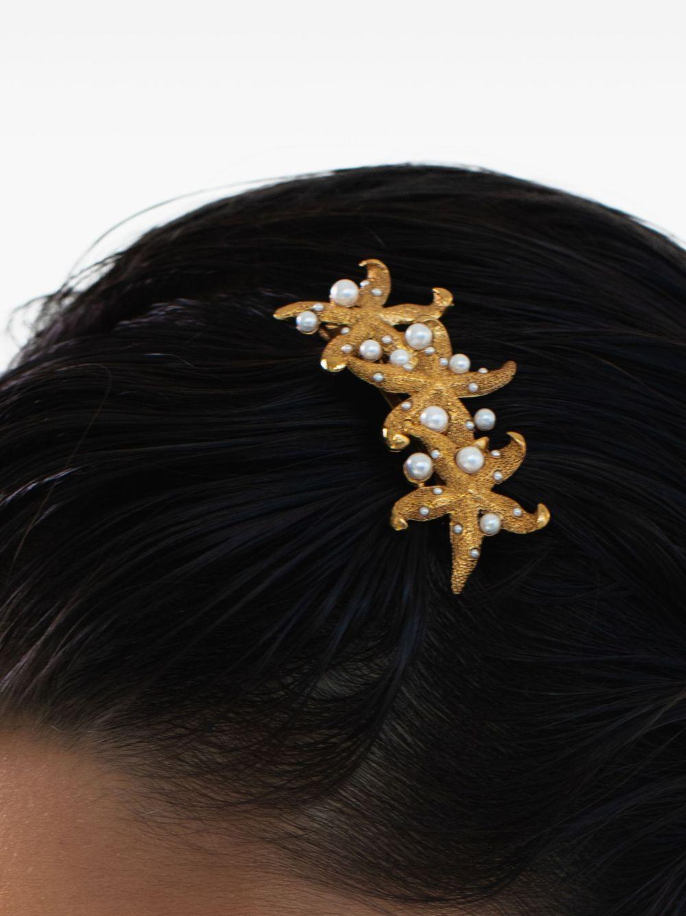 Thalassa pearl embellished filigree barrette Product Image